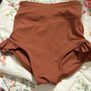 High-Waisted Ruffle Kids Bottoms - Brown